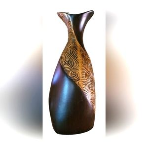 13" Brown Beautiful Swirled Decorative Ceramic Vase